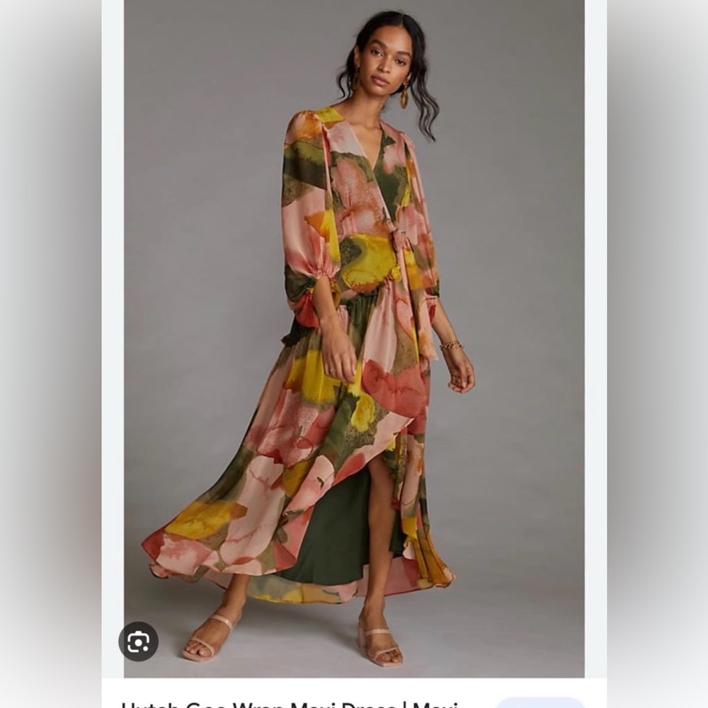 Hutch Floral High-Low Maxi Dress in Pink, Yellow & Olive